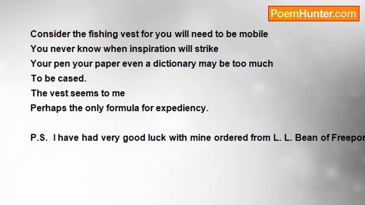 Bill Grace - Advice for a Questing Poet - Consider the Fishing Vest