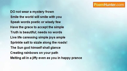 malini kadir - DO NOT WEAR A MYSTERY FROWN