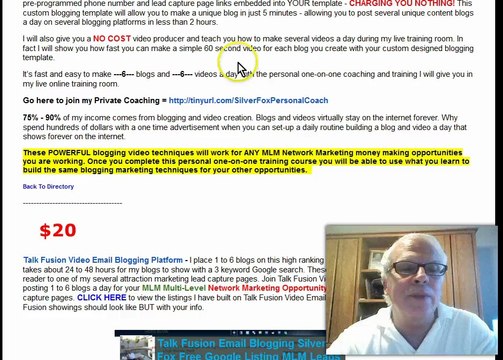 Silver Fox Personal Coaching Training For Your MLM Multi-Level Network Marketing Opportunity Business.