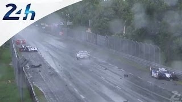 24 Heures du Mans 2014: crash sous la pluie de la Toyota n°8 et de la Audi n°3