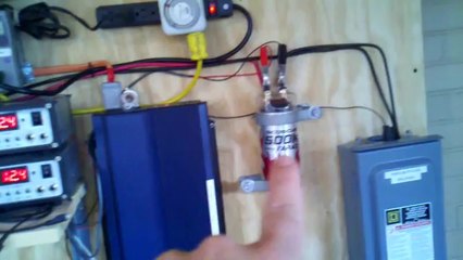 How to wire the 500K uf Capacitor into your PV solar setup to help with starting up inverter loads