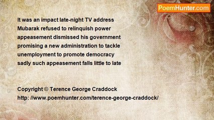 Terence George Craddock (Spectral Images and Images Of Light) - Mubarak Refused To Relinquish Power