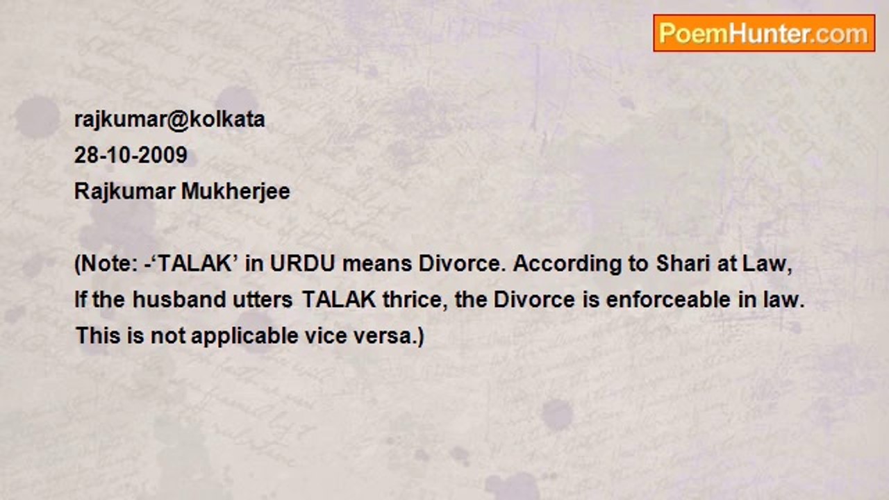 Rajkumar Mukherjee - TALAK