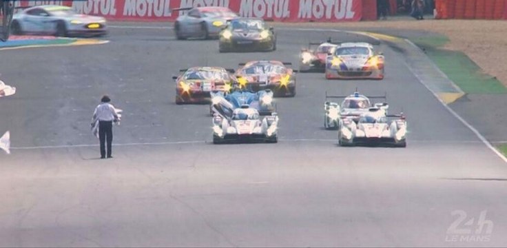 24 Heures du Mans 2014 : Passage de la ligne d'arrivée par l'Audi n°2