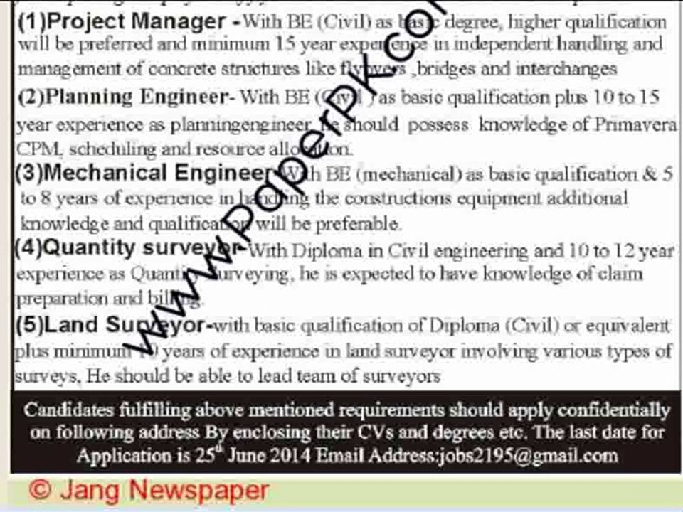 Engineers-Jobs-in-Pakistan,15 June 2014