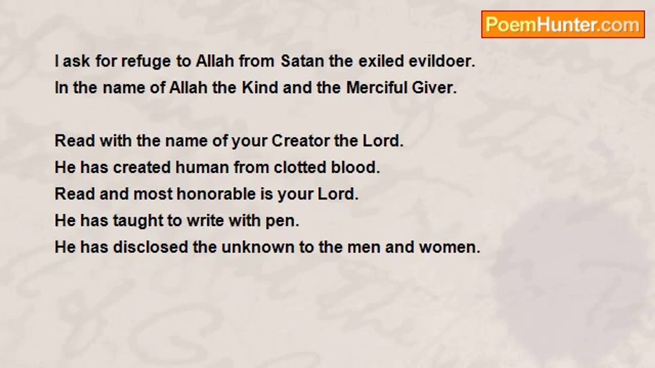 Asif Andalib - Clotted Blood (Chapter 96, verses 1-5, Holy Koran)