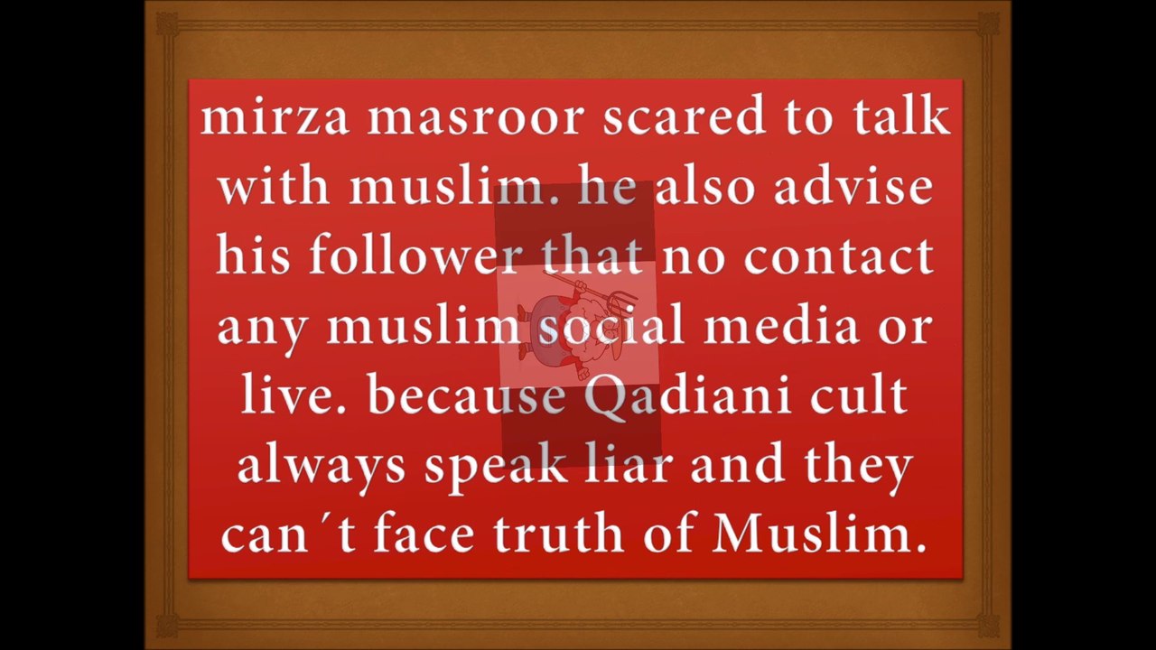 Mirza Masroor Scare Of Muslim