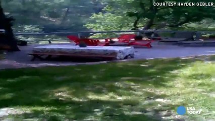 Arizona wildfire evacuees film brief return home