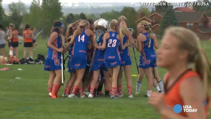 Bouncy slide goes airborne, taking kids with it