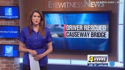 Truck plunges into lake with driver inside