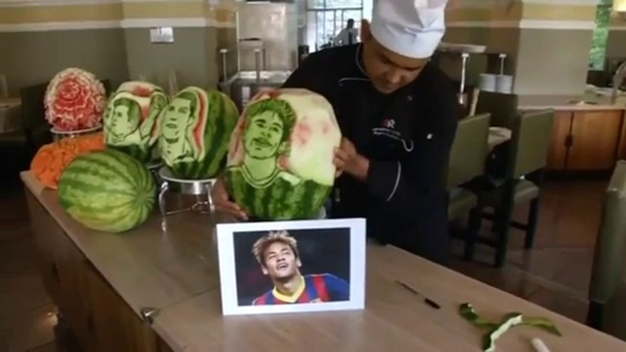 Watermelon sculptures mark world cup
