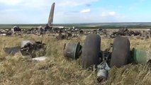 Twisted, charred metal all that remains of Ukrainian jet