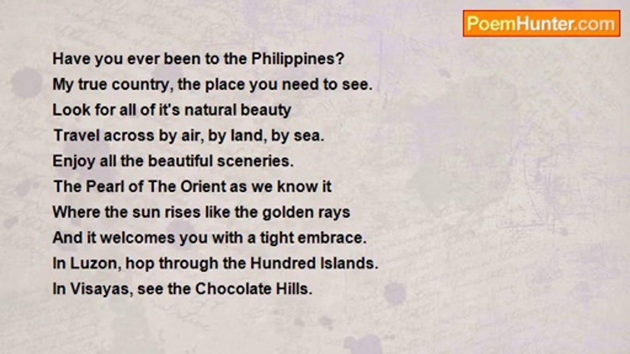 Georgia Leana Benedictos - Philippines: The Place You'd Love To Be