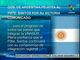 Argentina saluda proceso democrático de Colombia