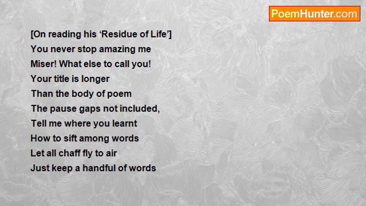 Angelina Pandian - Oh! Poet …..[On Premji's One Word/ One Liner Poems ]