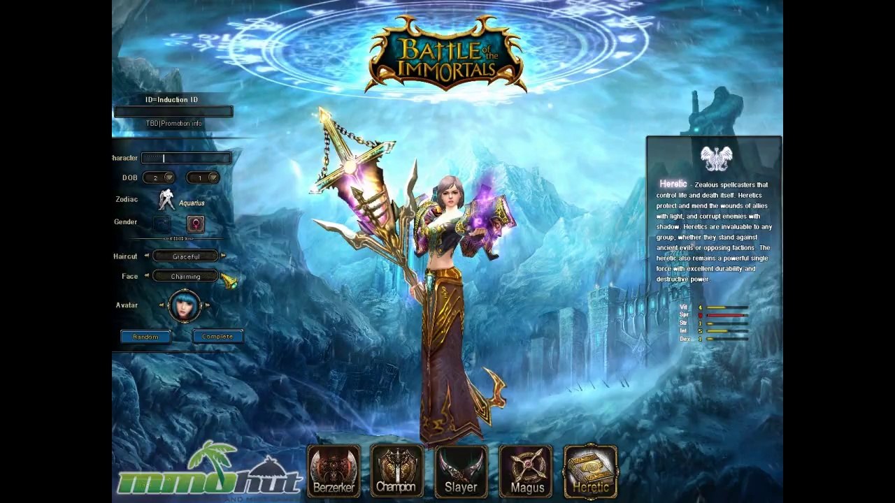 PlayerUp.com - Buy Sell Accounts - Battle of the Immortals Character Creation