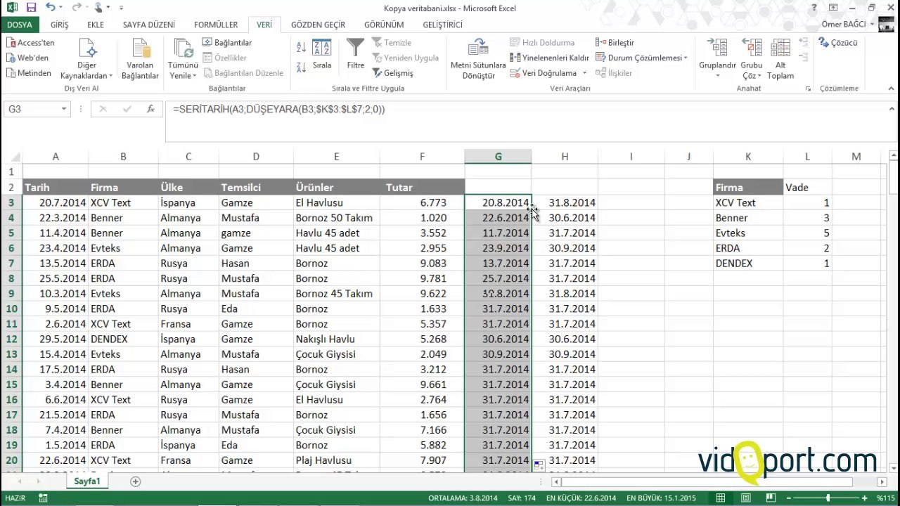 Excel 2013-240-Seriay, özettablo, kb ile ödeme takip listesi oluşturmak