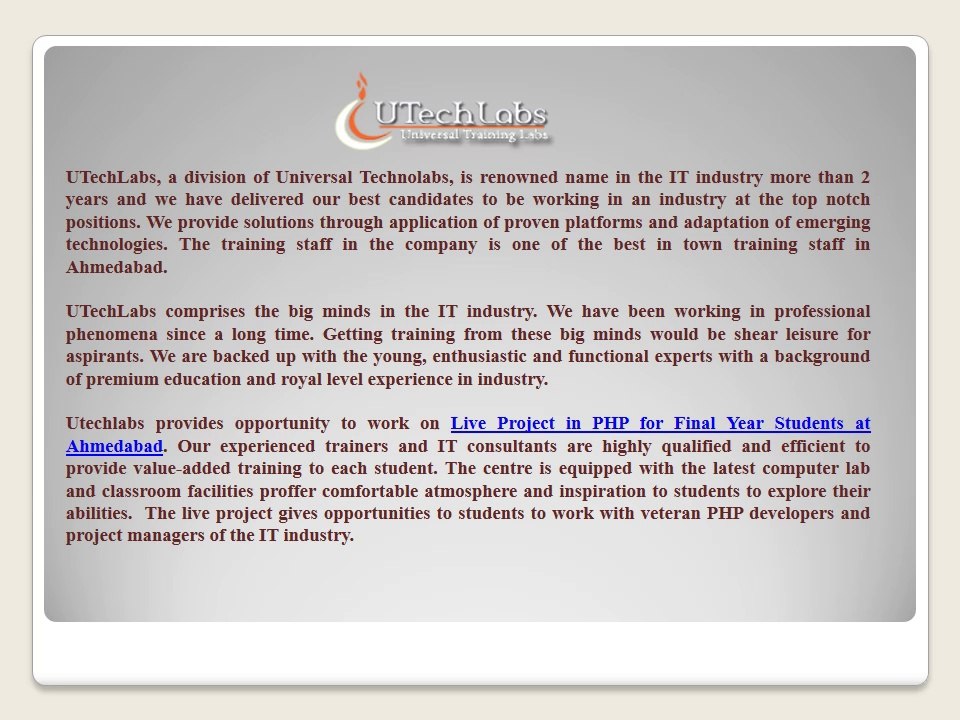 Live PHP Training Project At Ahmedabad