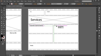 Wireframing the services page elements