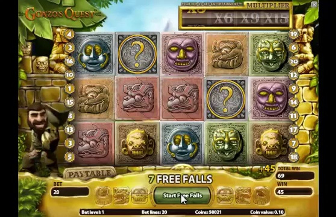 Gonzo's Quest - Machine à sous Netent - planetejeuxdargent.com