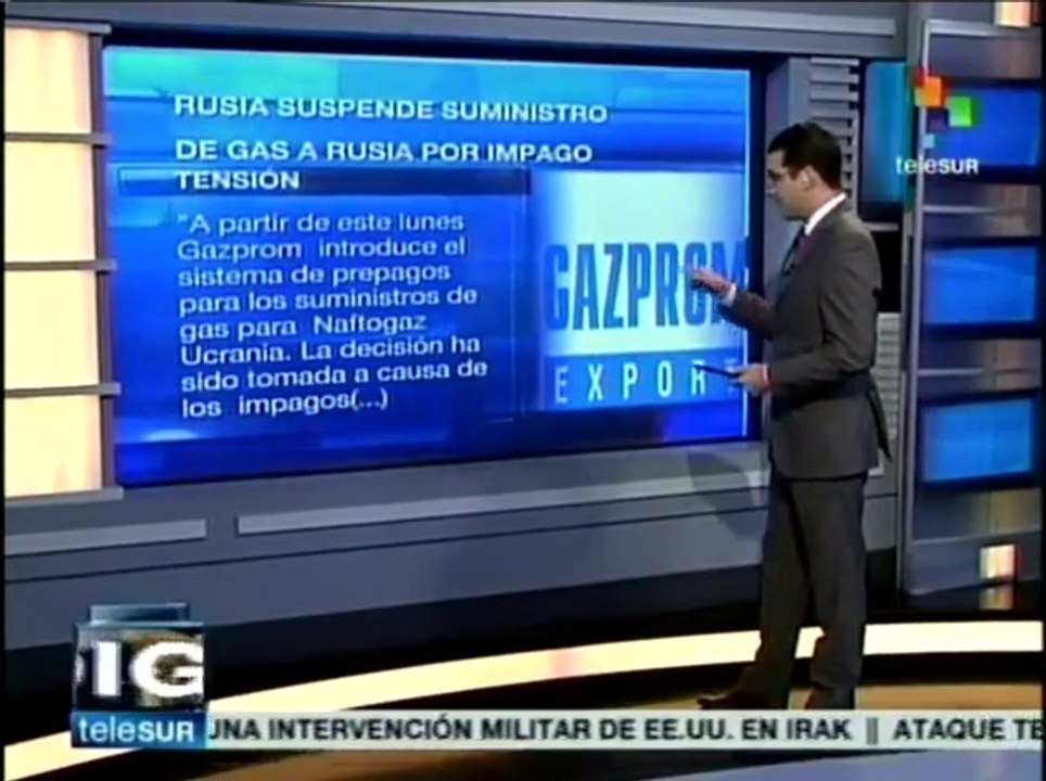 Rusia suspende suministro de gas a Ucrania