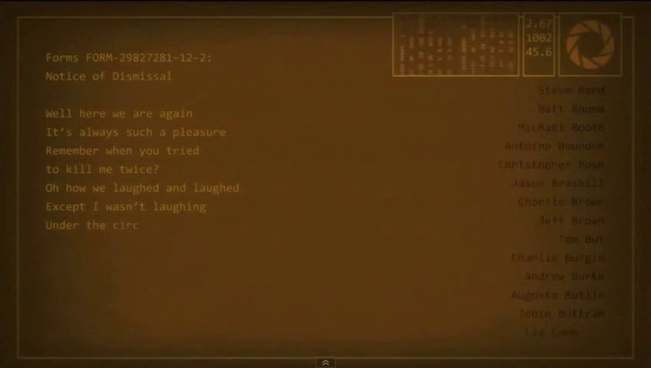 Portal 2 Ending Credits Song Want You gone