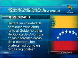 Venezuela saluda reelección de Juan Manuel Santos