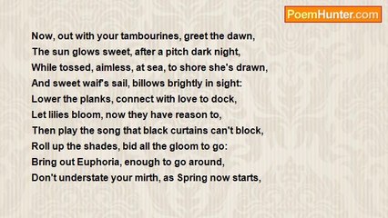 Reyvrex Questor Reyes - Love Sonnet 150:  'Now, out with your tambourines, greet the dawn'