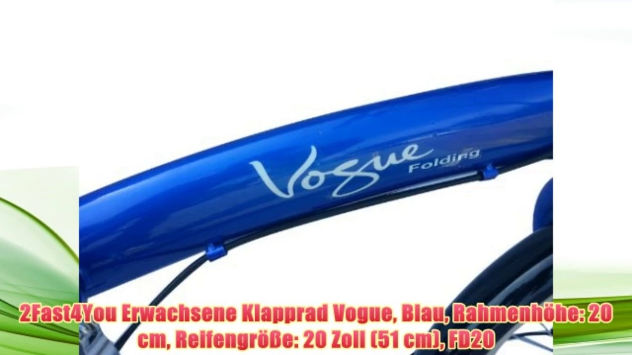 2Fast4You Erwachsene Klapprad Vogue Blau Rahmenhohe: 20 cm Reifengro�e: 20 Zoll zum kaufen,"