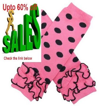Best Deals Ruffle Polka Dot Pink & Black - Leg Warmers - for Infant, Baby, Toddler, Girl or Boy Review