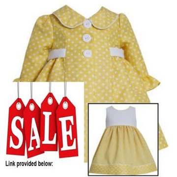 Best Deals Bonnie Jean Girls Polka Dot Jacquard Coat & Dress Set, Yellow Review