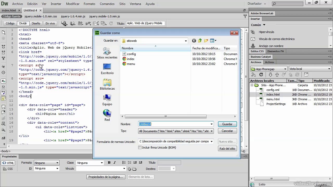 [Tutorial] Creacion pagina jQuery mobile con DW (2.1)