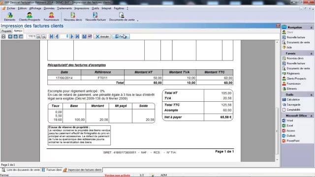 EBP Devis Facturation Bâtiment : Les factures d'acomptes