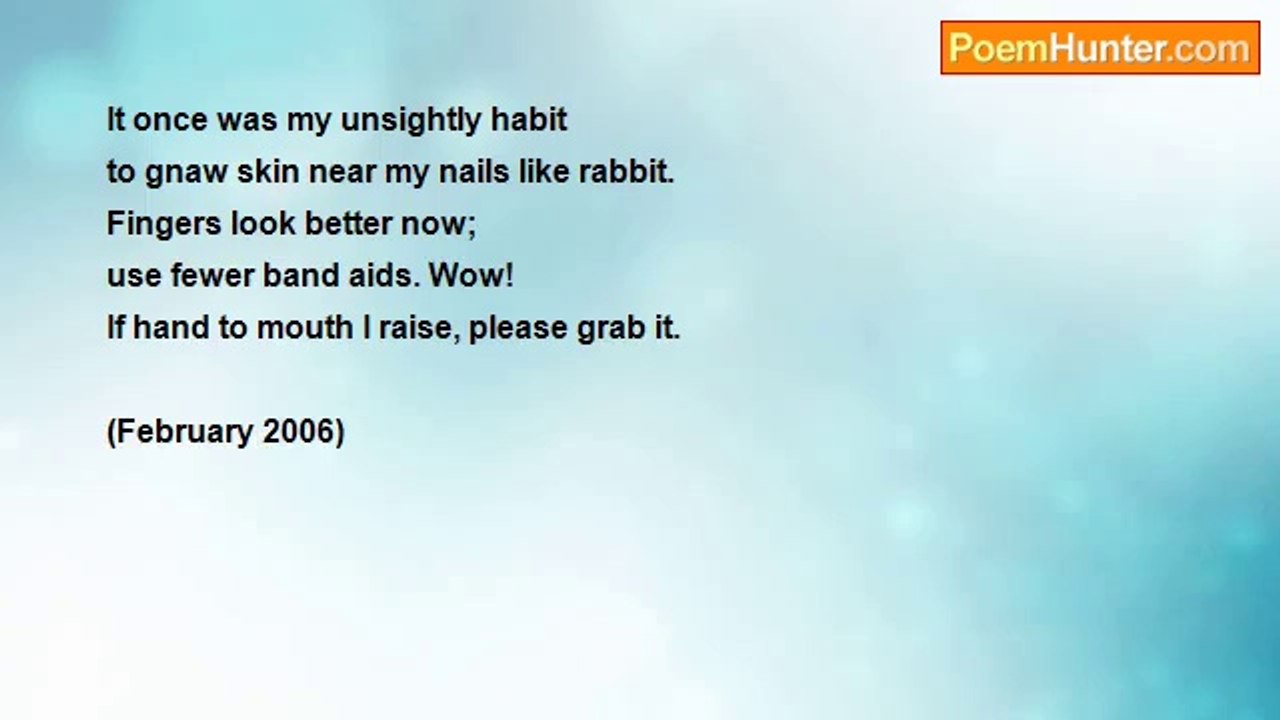 Bri Edwards - Keep Me From Backsliding (With Fingers)  .....  [good hygiene/grooming? ; personal; VERY SHORT; limerick; a little humor? ]