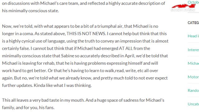 Ex-médico da F1 diz que não esperar novidades de Schumacher traz gosto ruim e tristeza