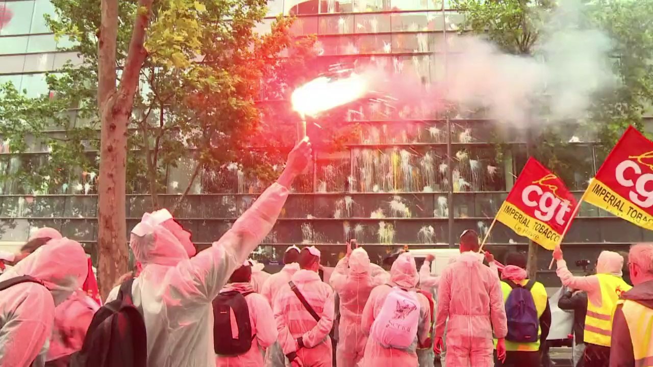 Siège de la Seita: manifestation à coups d'oeufs et de peinture - Vidéo  Dailymotion
