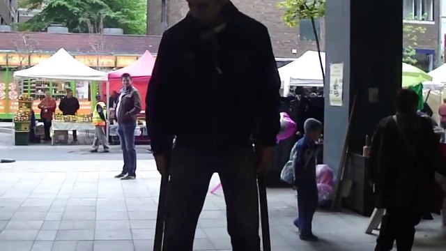 David walks on stilts