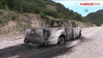 Tunceli'de bir pikap yanmış halde bulundu