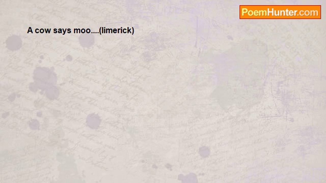 Gia Chopra - A cow says moo....(limerick)