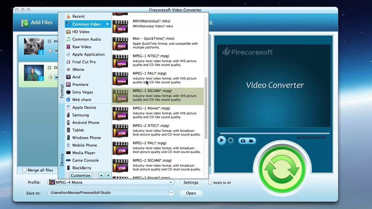 AVI converter convert avi file to wmv, mov, mp4, flv, etc.