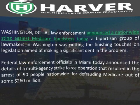 Harver Health Insurance Counter Fraud Group: Lawmakers Join All-Out Push to Combat Medicare Fraud