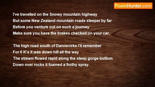 Francis Duggan - The Mountain Roads Are So Steep In New Zealand