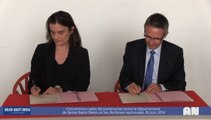 Signature de la convention-cadre de partenariat en tre le département de Seine-Saint-Denis et les Archives nationales (France) le 16 juin 2014 à Pierrefitte-sur-Seine.