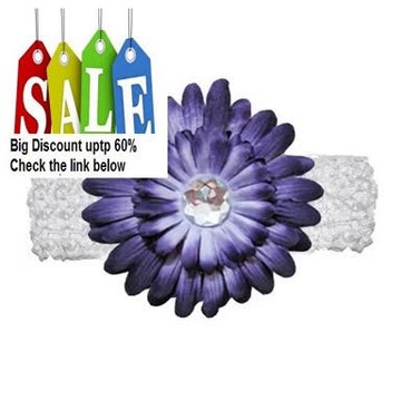 Cheap Deals Purple Jewel Gerbera Daisy Flower White Crochet Headband Gerber - girls child baby toddler apparel head hair band... Review