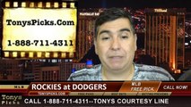 MLB Odds LA Dodgers vs. Colorado Rockies Pick Prediction Preview 6-18-2014
