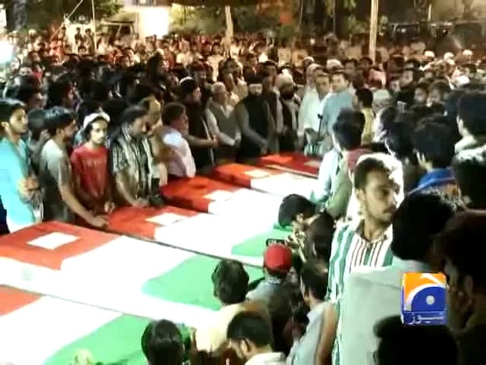 HAZRAT AZEEM UL BARKAT PEER SYED MUHAMMAD MASOOM HUSSAIN NAQVI AT FUNERAL PRAYER OF M-U-Q MARTYRS