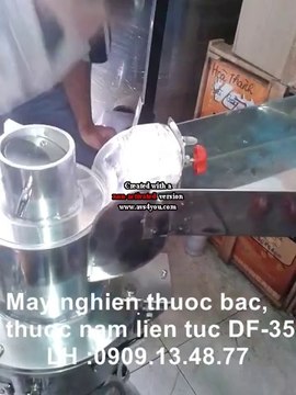 Máy nghiền thảo dược liên tục DF-35, máy xay cây lá cành, máy nghiền lát thuốc bắc, đông y