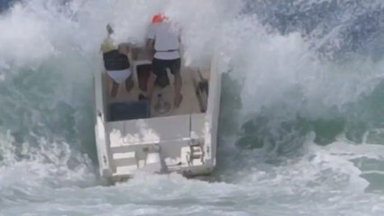 Boat sunk by violent wave. Crazy ship crash in france.
