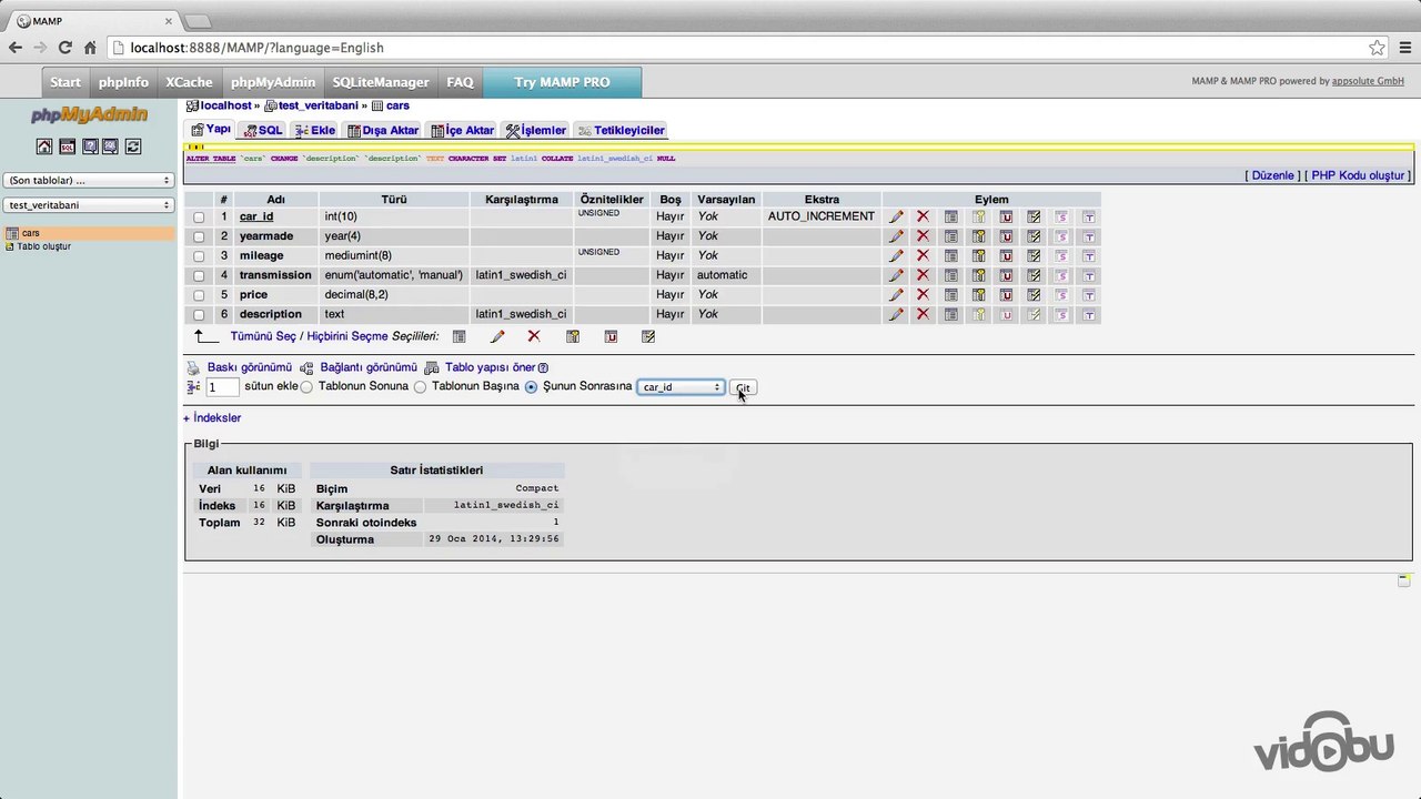 phpMyAdmin ile MySQL Veritabanı Yönetimi