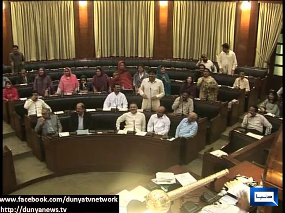 Dunya news-Ruckus in Sindh Assembly after Nusrat Sehar calls Sharjeel Memon "Gullu"